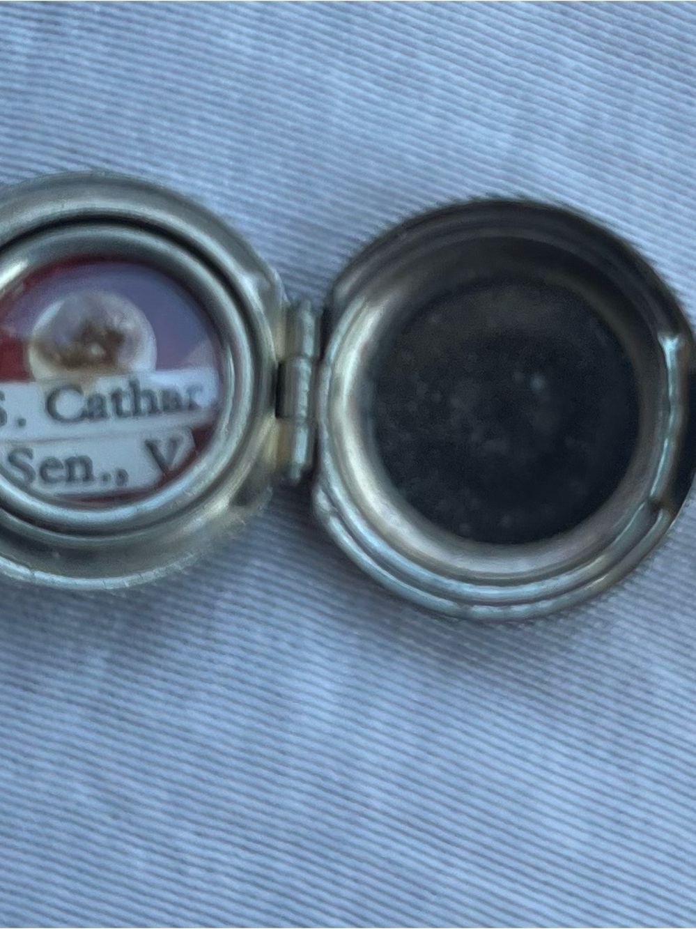Antique Catholic Reliquary Pendant St. Catherine of Siena Wax Seal Latin Theca